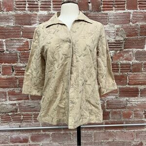 Croft & Barrow Beige Floral Embroidered Jacket